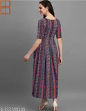 Multicolor crepe A-line kurta for women, featuring printed combo and three-quarter sleeves. Display shows slimming crepe fabric from India." (125 characters)