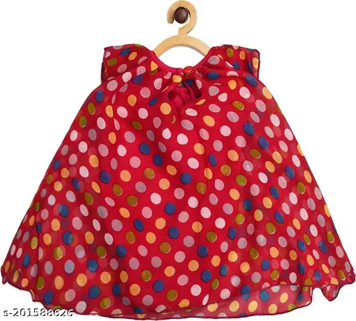 Maroon polka dot baby girls' festive wedding dress with cap sleeves