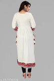 White kameez with paisley design, long sleeves, traditional cut
