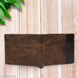 Brown trendy leather wallet, high-quality classic design, 2 compartment, free size (10cm x 2cm), genuine leather, hand-stitched, Indian origin