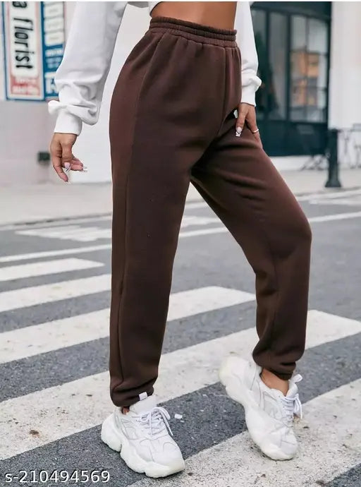 Brown cotton jogger pants for women
