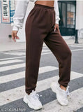 Brown cotton jogger pants for women