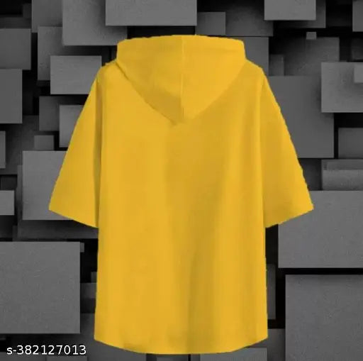 Multicolored cotton hoodie half combo T-shirt for men, trending print pattern on short sleeves