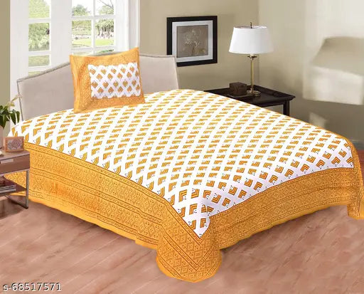 Red geometric cotton bedsheets & pillow covers combo pack (2 sets), ideal for summer, redefines home decor