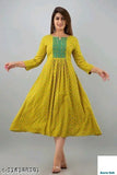 Rayon festive embroidery Anarkali, single-sized S and M with three-quarter sleeves, stylish Indian printed dress