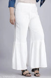 White rayon kurta with printed pattern, solid sharara bottom