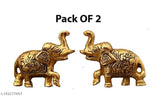Metal elephant murti showpieces, handcrafted in India, 2.5cm x 6cm x 8cm pair