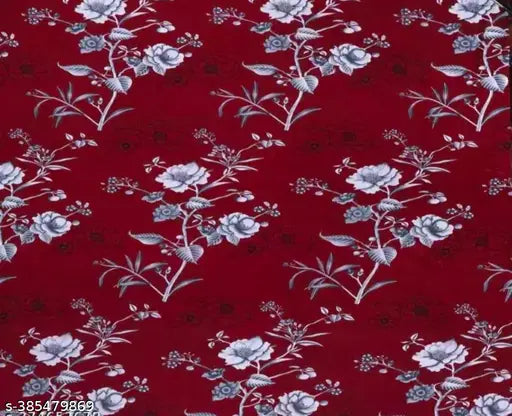 Dark red floral printed superfine Glace Cotton double elastic fitted bedsheet & matching pillows, ideal for summer. King size with easy care and machine washable." (95 characters)