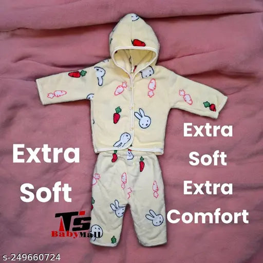 Extra soft cotton-linen unisex newborn-6month clothing combo: top, bottom with hoodies for both baby boys and girls