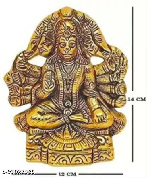 Navy blue metal Panchmukhi Hanuman ji Murti/Panchmukhi Bajrangbali Murti Wall Hanging - Indian decorative showpiece for home or table