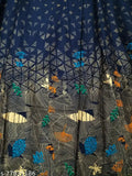 Gold print on fabric kurti with vibrant blue geometric designs
