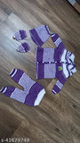 Purple acrylic striped sweater for girls, 0-6 months, India origin