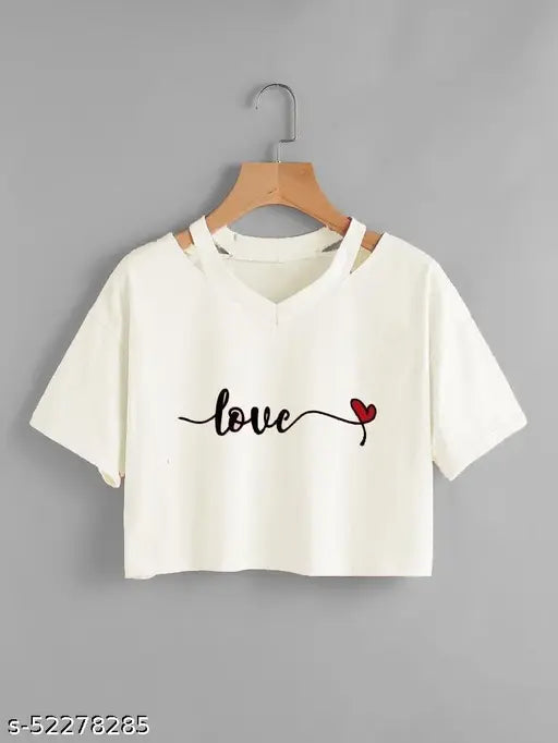 Cotton blend short-sleeved printed net t-shirt for women, latest fashion from India