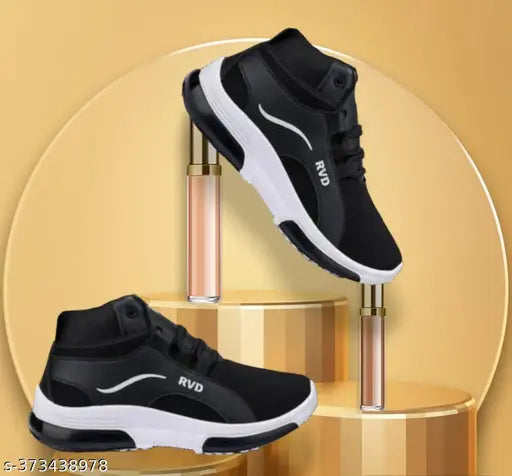 Black N2PRO latest stylish shoes for kids and boys, sneaker design, white sole
