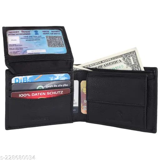 Genuine leather RFID wallet for men, solid design with 2 compartments, perfect accessory for modern style and security