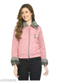 Pink velvet waistcoat, Aphrodite trendy modern women's jacket with long sleeves, solid pattern