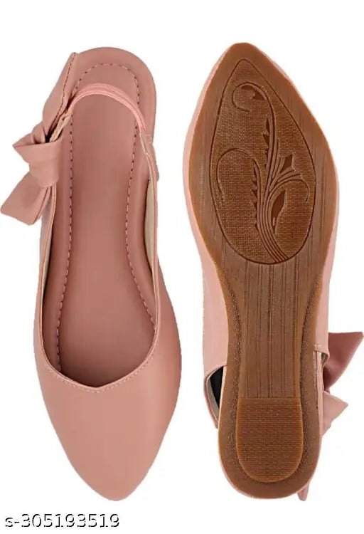 Synthetic leather, stylish pink bellies for women (PINK) - slip-on ballerinas on display stand