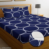 Cotton double bed elastic fitted sheet set with 2 pillow covers, high-quality 220 thread count for comfortable sleep