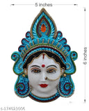 Skyblue polyfibre Goddess Lakshmi face figurine, 4cm tall and 15x13x4 cm approx., brings prosperity for home or gift