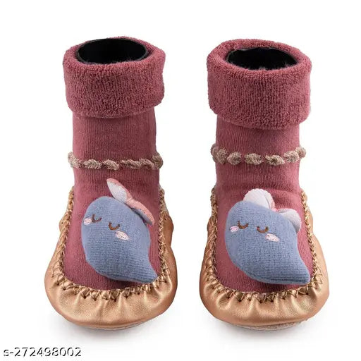 Pink children's casual cotton breathable anti-skid socks with soft material, for babies aged 6 months to 2 years