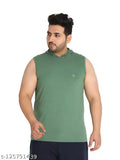 Green polycotton sleeveless Chkokko men's printed hoodie, 4-way stretch construction for fitness activities