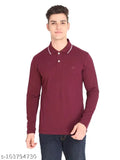 Maroon polycotton solid polo shirt, 60% cotton 40% polyester pique fabric, classic fit with 3-button placket and chest pocket, comfortable for workplaces or casual outings. Made in India