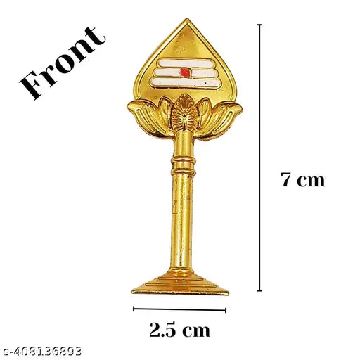 Gold Murugan Vel metal showpiece for home decor, religious idol in 7cm size, suitable for Pooja room, office, car dashboard