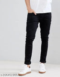 Black stretchable denim jeans for men - Solid fit, versatile style, durability. (Size: 28/30/32 waist, 40 inch length) Made in India