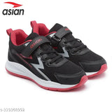 Black and red Asian sports shoes with Velcro closure