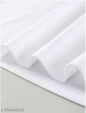 White printed polyester unisex round neck half-sleeve casual wear T-shirt on model, wash resistant up to 60 degrees