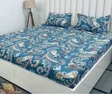 Elastic microfiber fitted double bedsheet with floral pattern, two pillow covers (78x72 inches), ideal for summer adult use