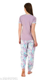 Denim Art cotton-blend printed pyjama nightsuit for women, loose and breathable with short sleeves, made in India
