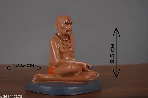 Brown marble Swami Samarth Idol Murti in sitting position, office & home decor (10.6cm*9.5cm)
