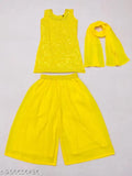 Kids ethnic Georgette set by Anila Fashion, embellished net party kurta and plazzo for festive occasions
