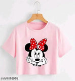 Delux Look cotton blend printed crop T-shirt (summer special), short sleeves, size S from India