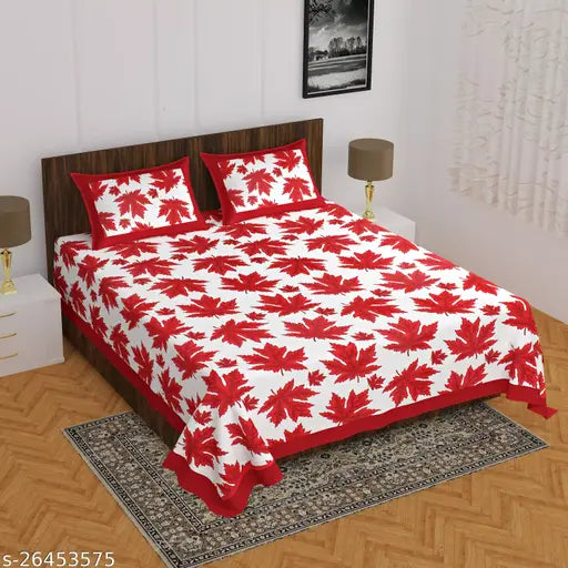 144TC Jaipuri printed cotton double bedsheet with pillow covers, soft & cozy Indian-made premium bedroom linen