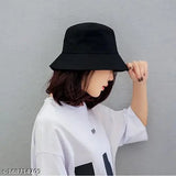 Black bucket hat, reversible with a different pattern inside