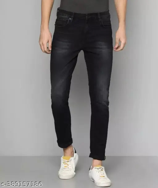 High-quality cotton party wear men's jeans, solid pattern, comfortable fit, size 28/30, Indian origin