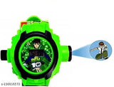 Green Rubber watch with digital screen and projector, designed for kids