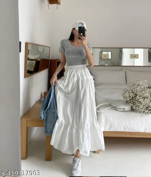 Rayon beautiful long skirt for girls & women, solid net, 100% Rayon, 3mtrs Gher, various sizes