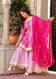 Fashionable pink kameez kurta set women's wear matching dupatta