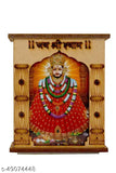Handcrafted wooden Baba Shyam Temple, MDF material and laser cut design for home decoration & car dashboard. Antique colored with decorative motifs on both sides. Dimensions: 6.5cm (L) x 7.5cm (H) x 4cm (B), single piece from India