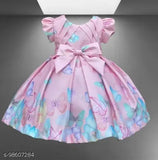 Pink kids dress with butterfly print