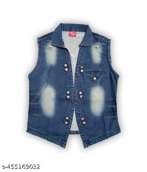 Trendy sleeveless denim jacket, dyed/washed, women's size XL & XXL - fashionable, comfortable choice for modern wardrobe