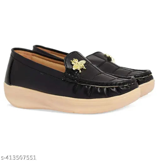 Synthetic leather, soft & comfortable Women's bellies for office - non-fatigue, non-slippery ballerinas. Stylish slip-on shoes in solid pattern. Size options: IND-3, IND-4, IND-6, IND-7, IND-8. Made in India