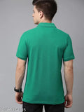 Men's cotton half sleeves solid polo t-shirt, printed net design, Made in India