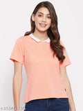 Short-sleeved women's cotton T-shirt by YUYAM, solid color, essential wardrobe staple