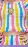 Cotton striped two-piece set for kids girls, 3/4 sleeves, Indian origin