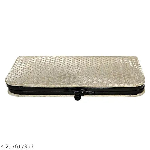 Gold glittery metalic checkered pattern purse with zipper closure