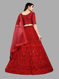 Stunning Taffeta Silk Semi-Stitched Net Lehenga Choli with Embroidered Designs, free size, India
